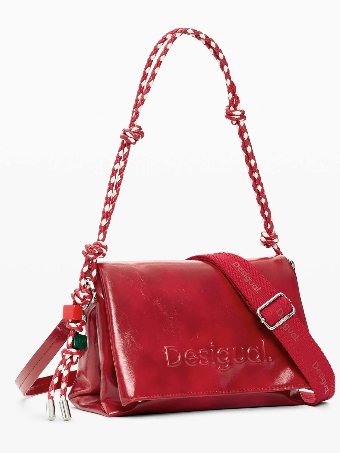 Borsa Desigual a spalla rossa media con logo