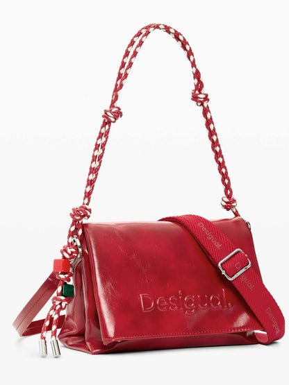 Borsa Desigual a spalla rossa media con logo