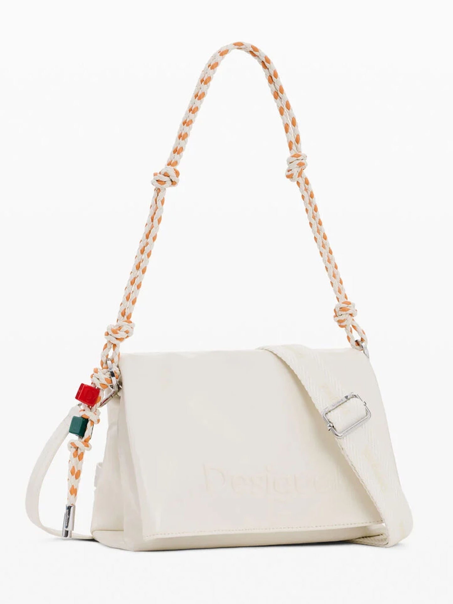 Borsa a tracolla panna Desigual con charms da donna