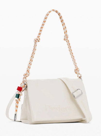 Borsa a tracolla panna Desigual con charms da donna