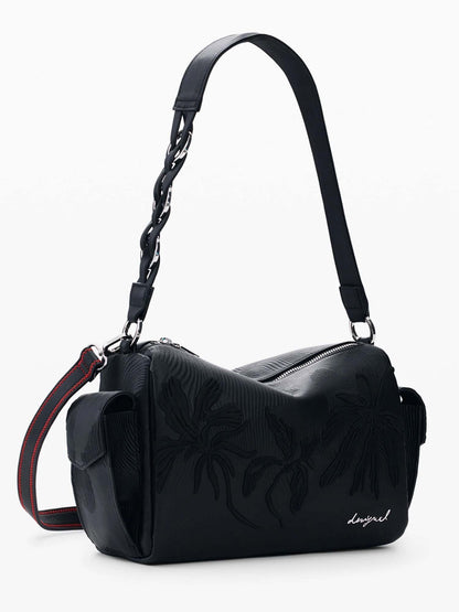 Desigual borsa nera con ricami e charm rimovibile da donna adulto