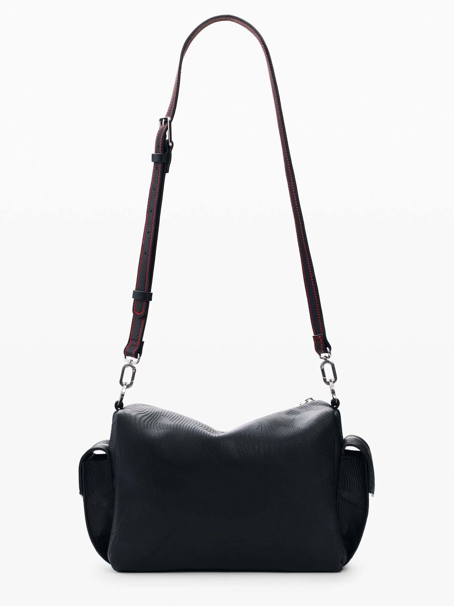 Desigual borsa nera con ricami e charm rimovibile da donna adulto