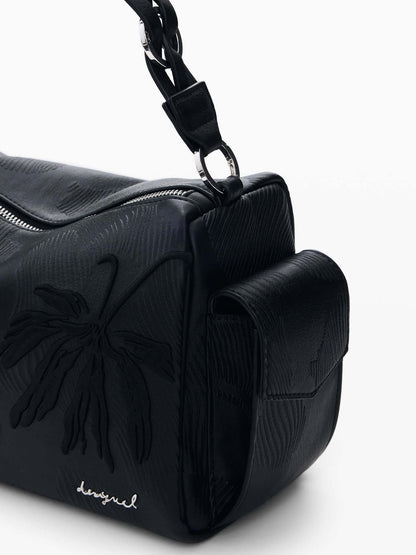 Desigual borsa nera con ricami e charm rimovibile da donna adulto