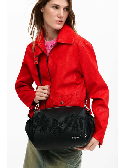 Desigual borsa nera con ricami e charm rimovibile da donna adulto