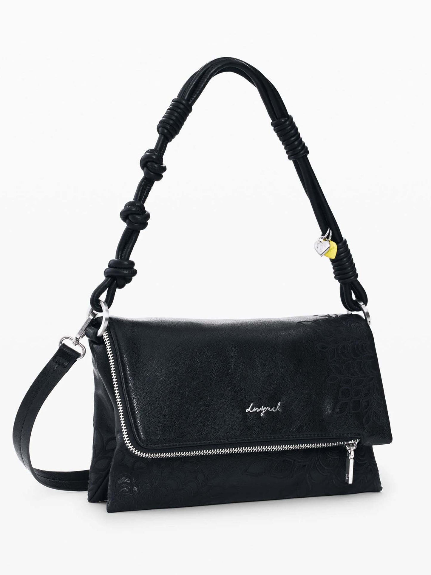 Desigual borsa a tracolla da donna adulto nera con dettagli ricamati