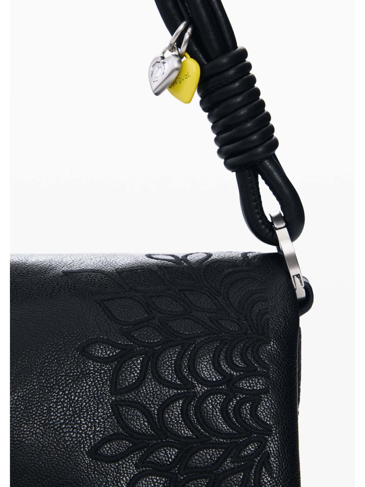 Desigual borsa a tracolla da donna adulto nera con dettagli ricamati