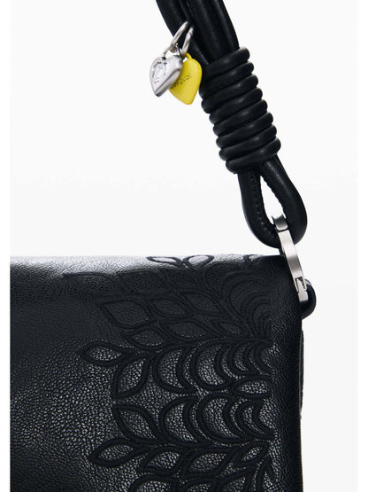 Desigual borsa a tracolla da donna adulto nera con dettagli ricamati