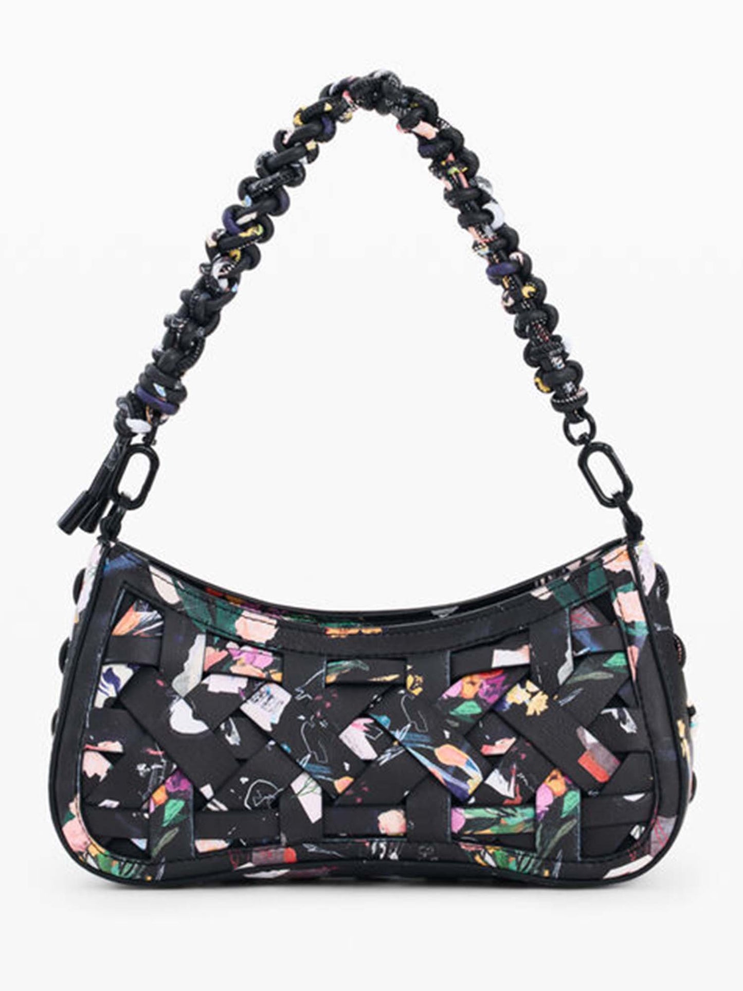 Borsa nera Desigual piccola intrecciata con tracolla regolabile da donna