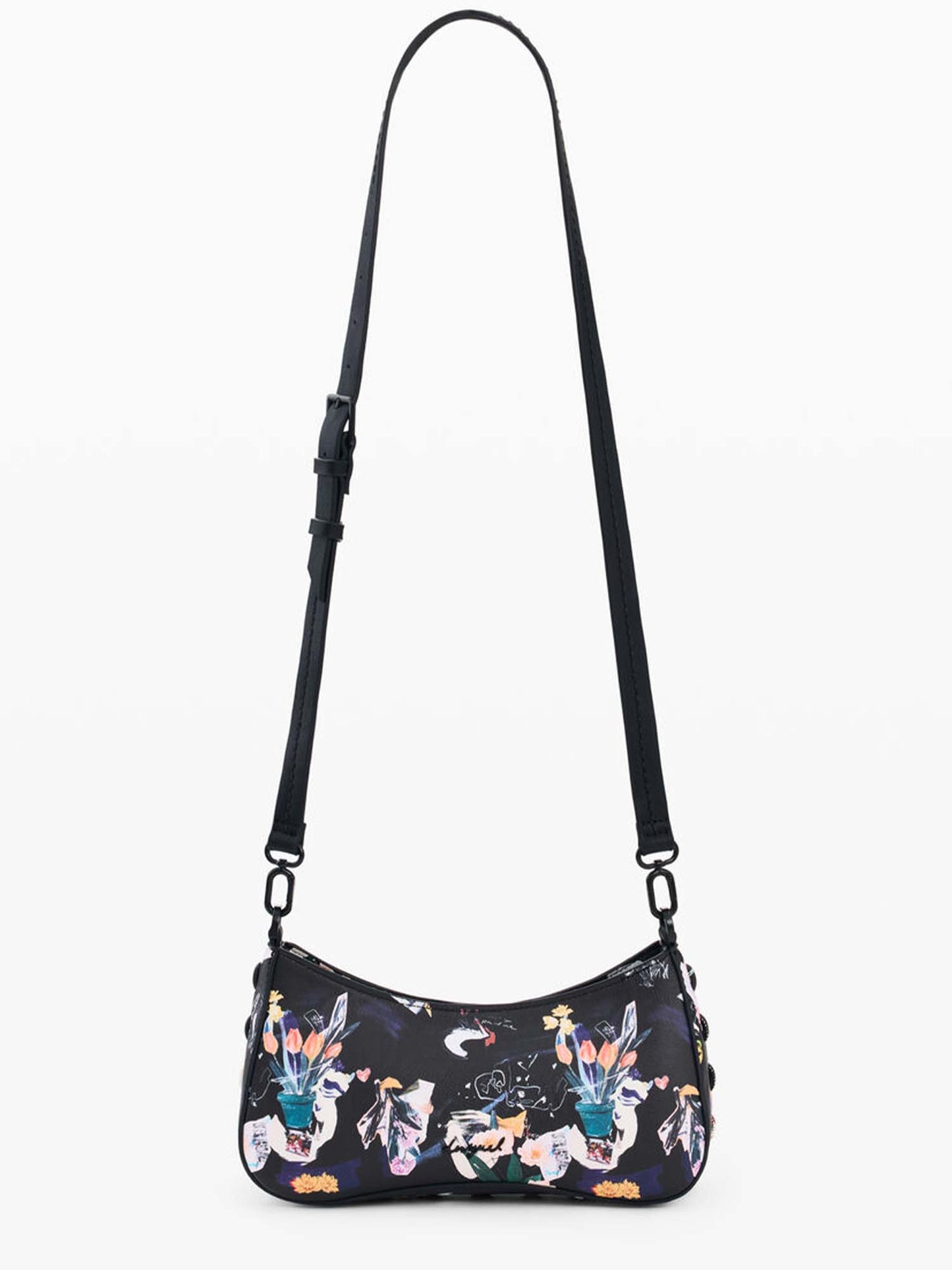 Borsa nera Desigual piccola intrecciata con tracolla regolabile da donna