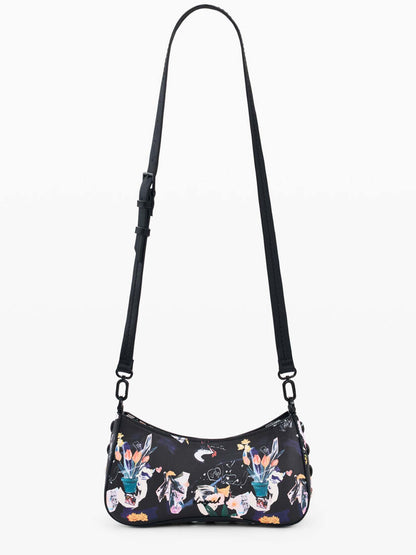 Borsa nera Desigual piccola intrecciata con tracolla regolabile da donna