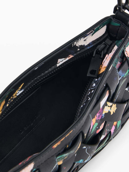 Borsa nera Desigual piccola intrecciata con tracolla regolabile da donna