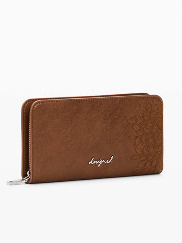 Portafoglio Desigual unisex adulto beige con chiusura zip
