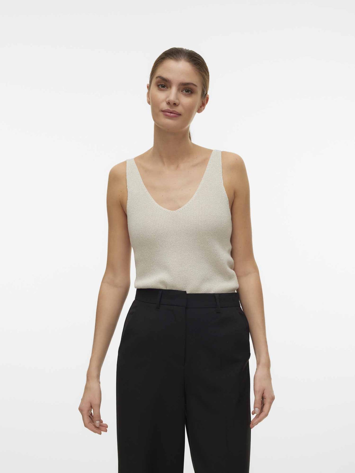 Top smanicato Vero Moda Newlexsun in viscosa crema da donna