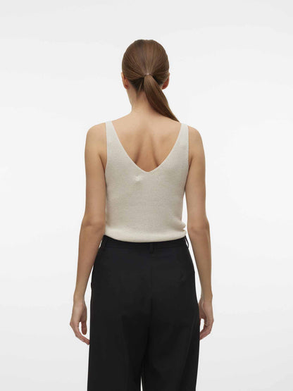 Top smanicato Vero Moda Newlexsun in viscosa crema da donna