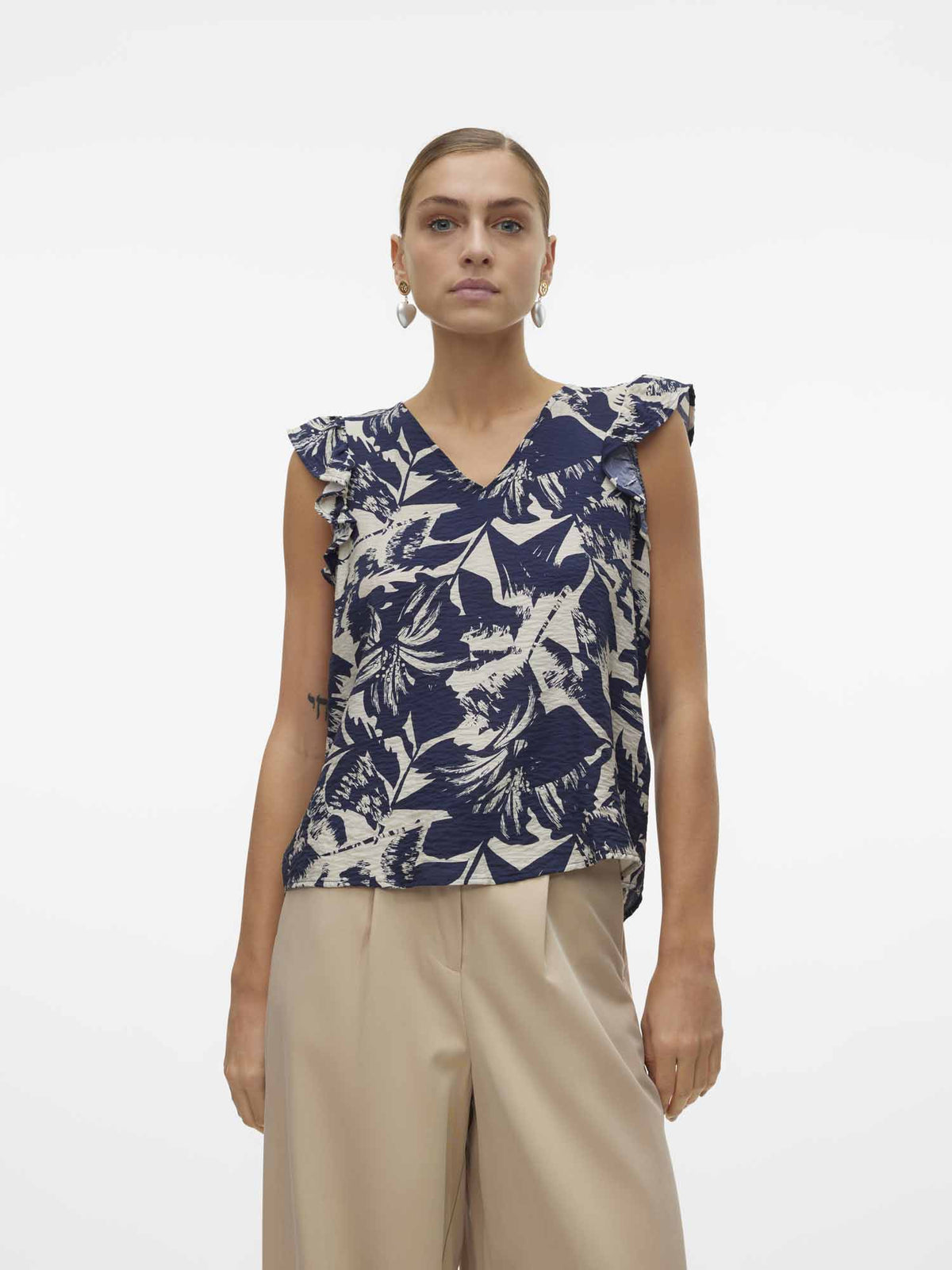Vero moda josie blousa da donna panna-blu