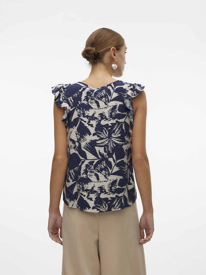 Vero moda josie blousa da donna panna-blu