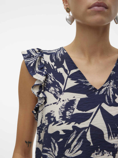 Vero moda josie blousa da donna panna-blu