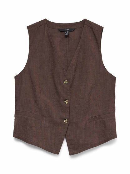 Vero Moda Caia, gilet in lino beige da donna casual