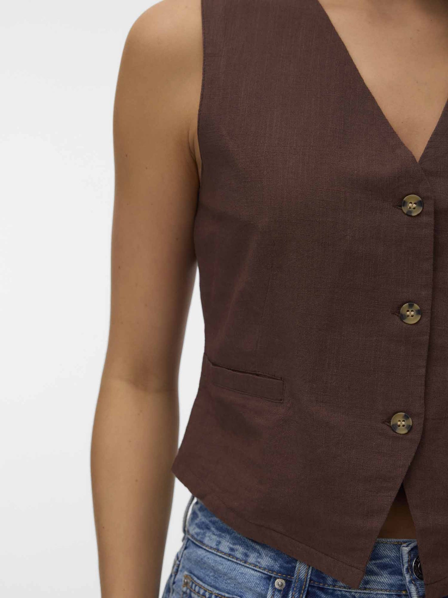Vero Moda Caia, gilet in lino beige da donna casual