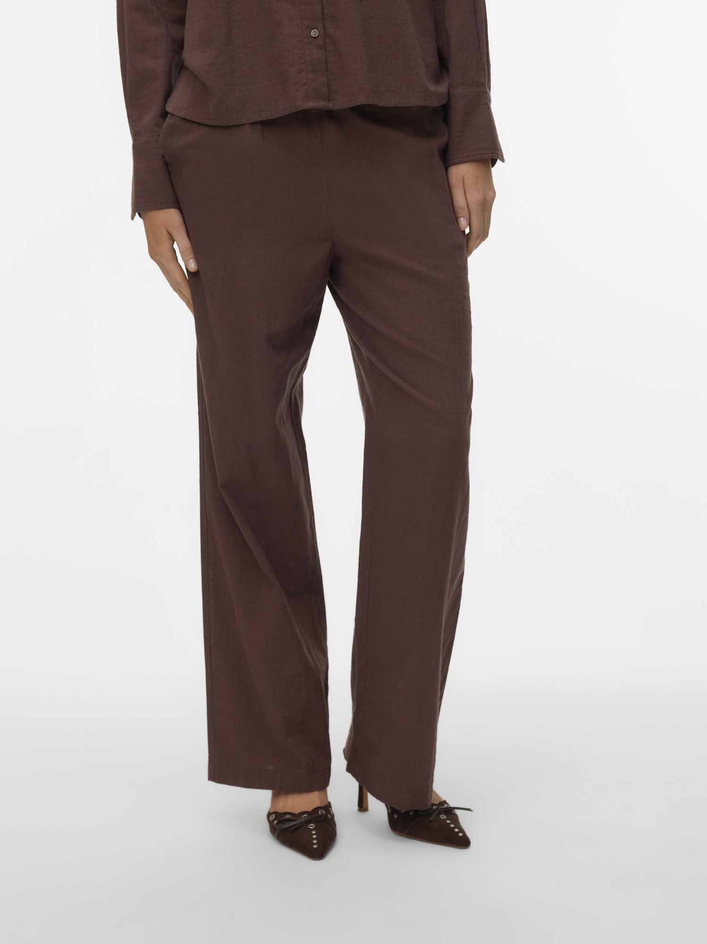 Pantaloni Caia a vita media in cotone organico per donna marroni
