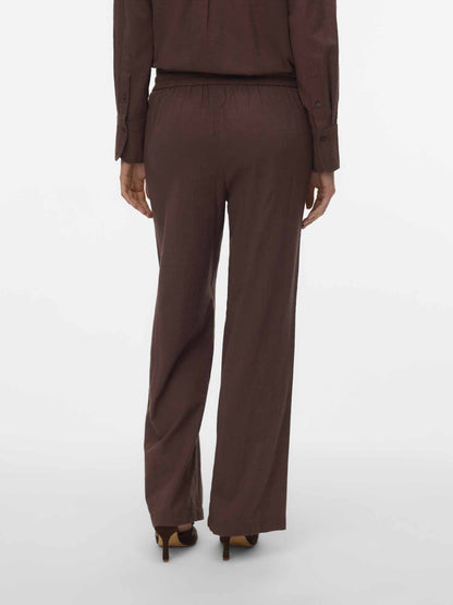 Pantaloni Caia a vita media in cotone organico per donna marroni