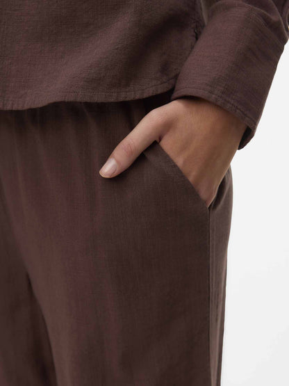 Pantaloni Caia a vita media in cotone organico per donna marroni