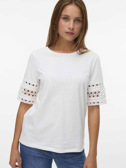 Vero moda ivacy t-shirt da donna panna