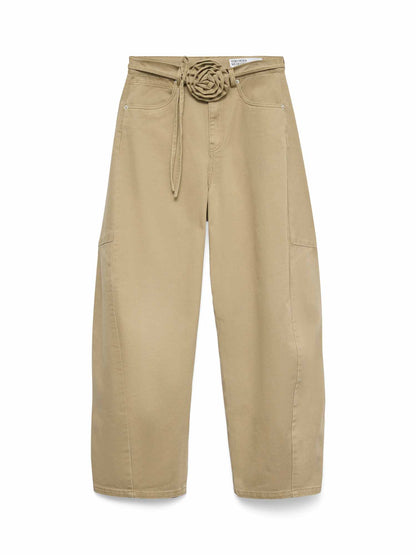 Jeans Kaitlin Wide Fit da donna in cotone marrone per look casual