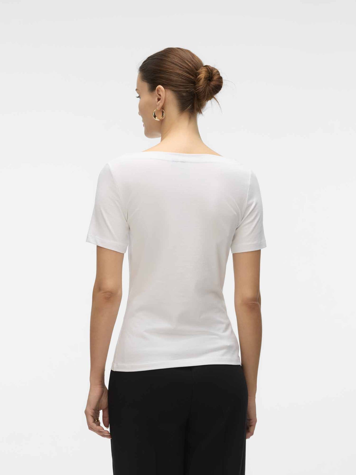 T-shirt Vero Moda VMPANDA da donna bianca con scollo a barca
