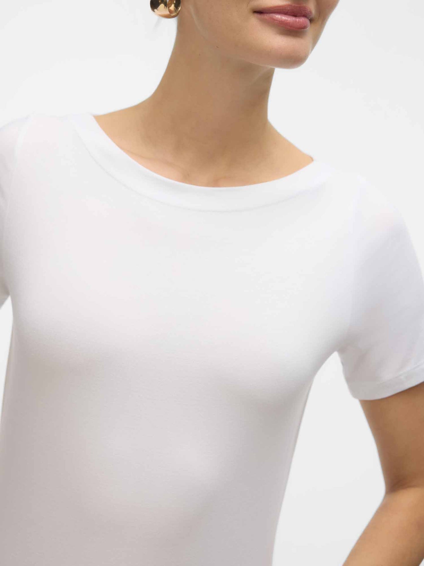 T-shirt Vero Moda VMPANDA da donna bianca con scollo a barca