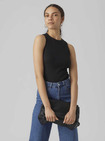 Vero Moda Awlavender, canotta donna nera a girocollo