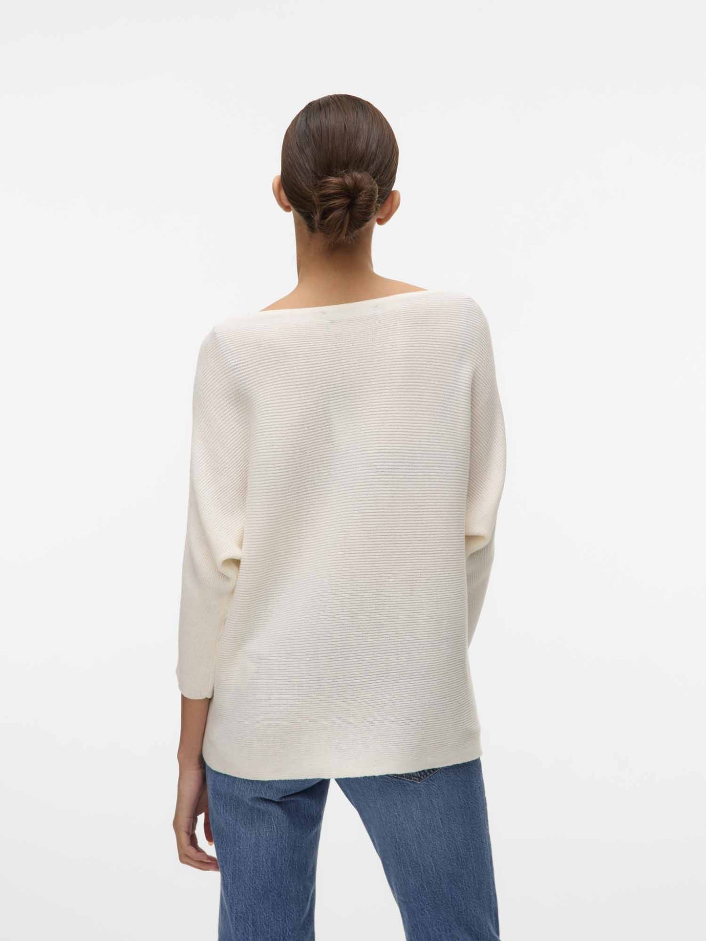 Pullover Vero Moda Vmnora da donna bianco con scollo a barca