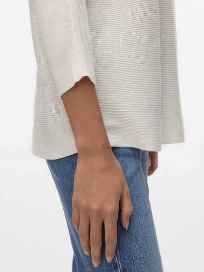 Pullover Vero Moda Vmnora da donna bianco con scollo a barca