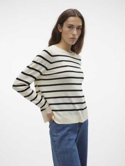 VERO MODA NOVA LS O - BIANCO-NERO