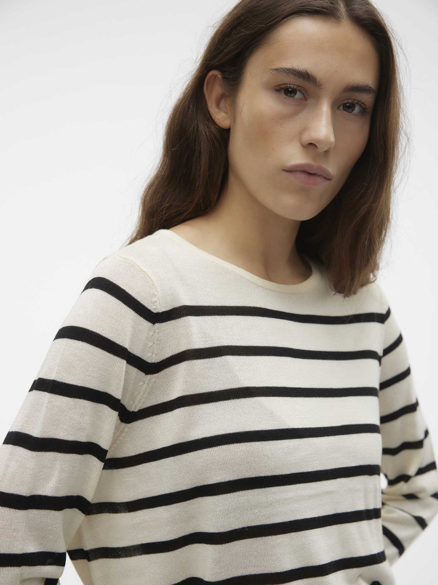 VERO MODA NOVA LS O - BIANCO-NERO