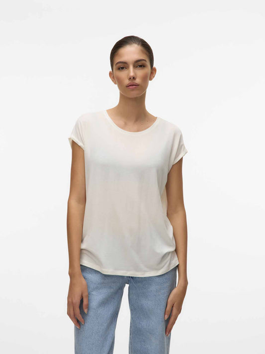 Vero Moda Vmava, t-shirt unisex bianca a maniche corte