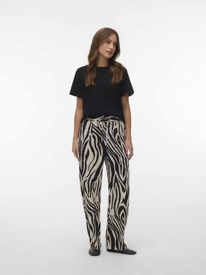Pantaloni Vero Moda Jesmilo a vita media con stampa zebra da donna