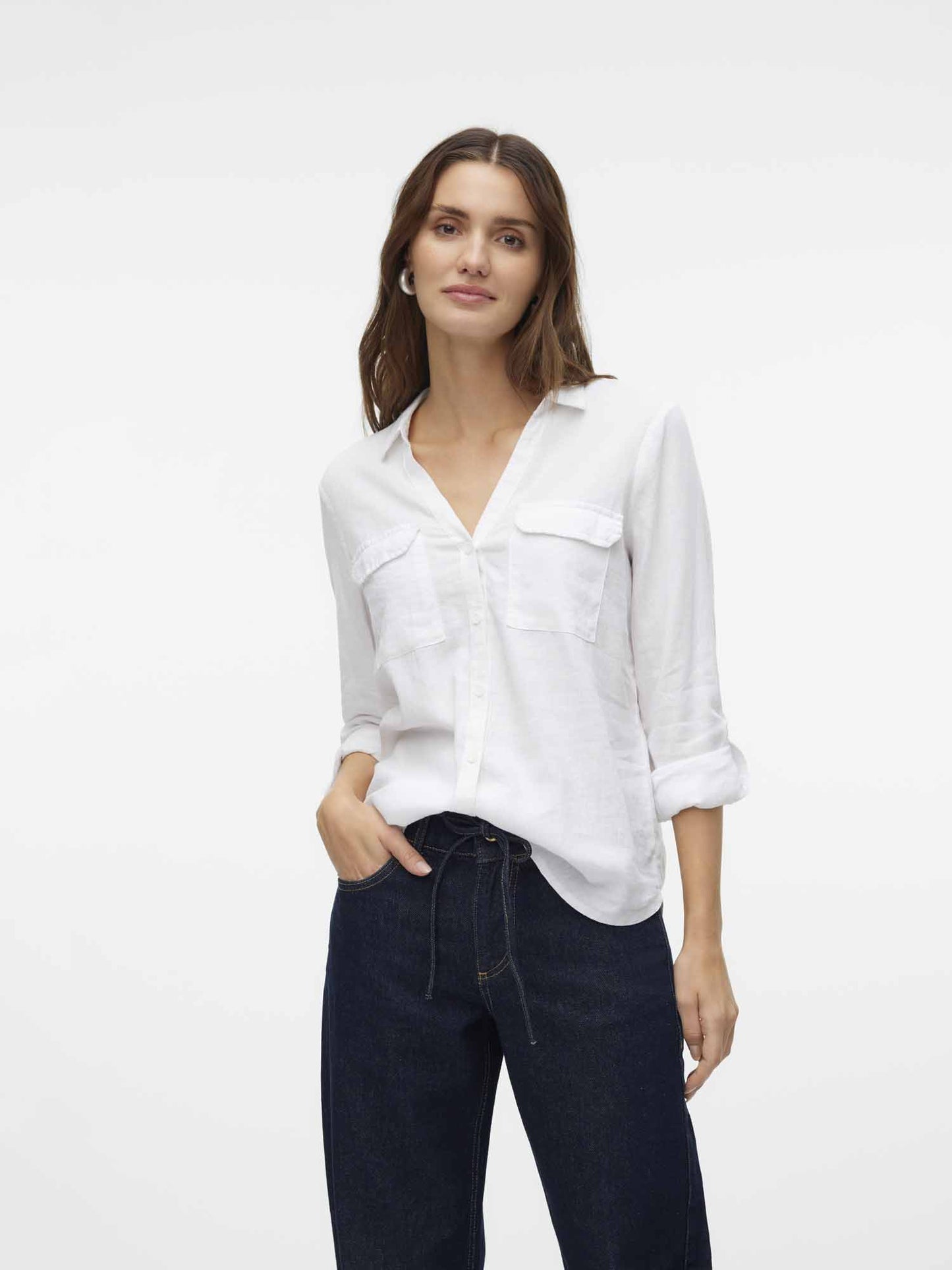 Camicia Vero Moda Linn bianca da donna per primavera estate