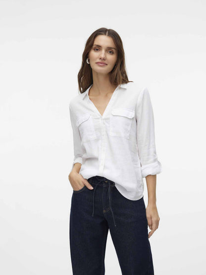 Camicia Vero Moda Linn bianca da donna per primavera estate
