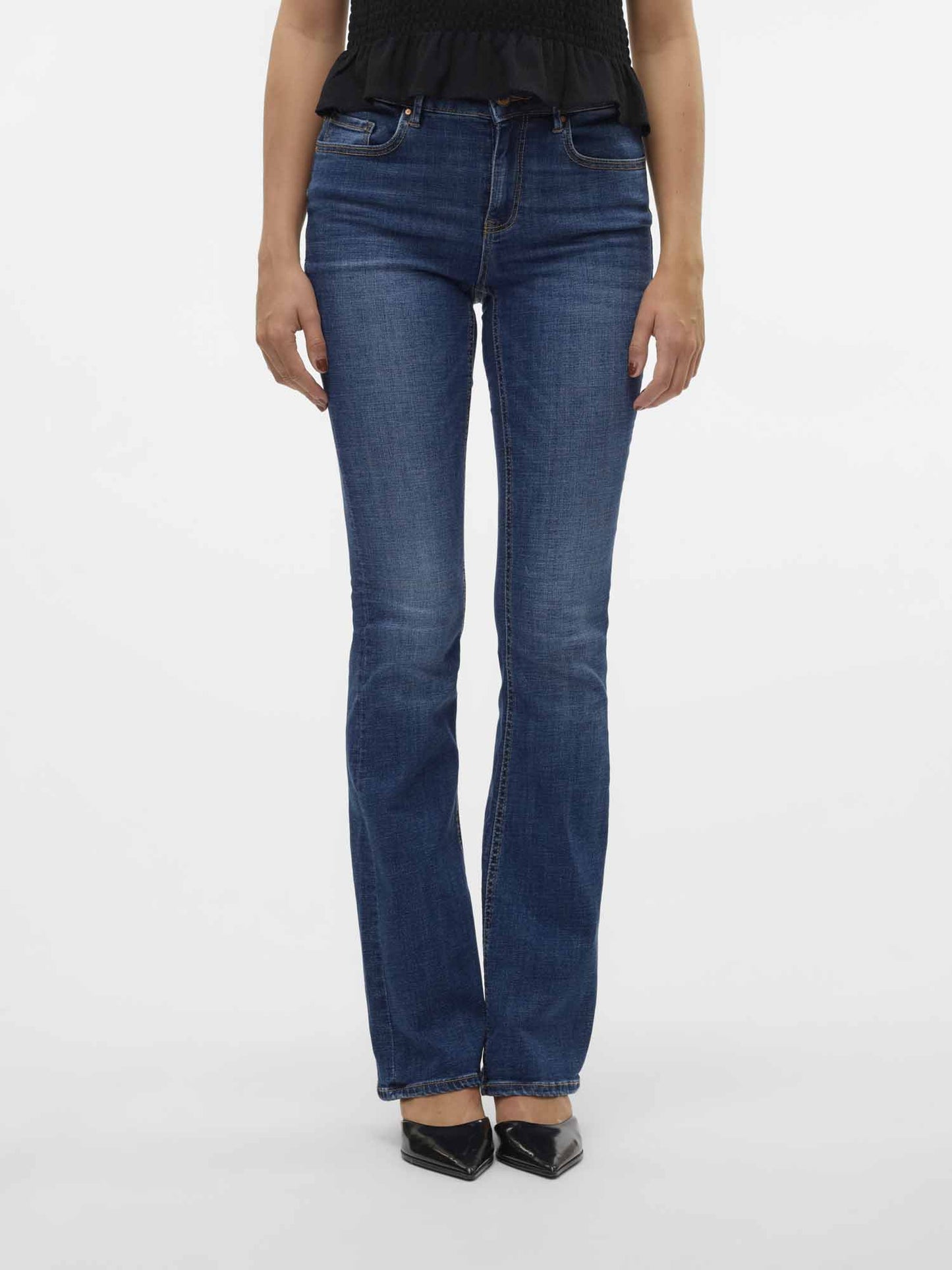 Jeans Vero Moda Vmflash mid rise flared unisex blu scuro