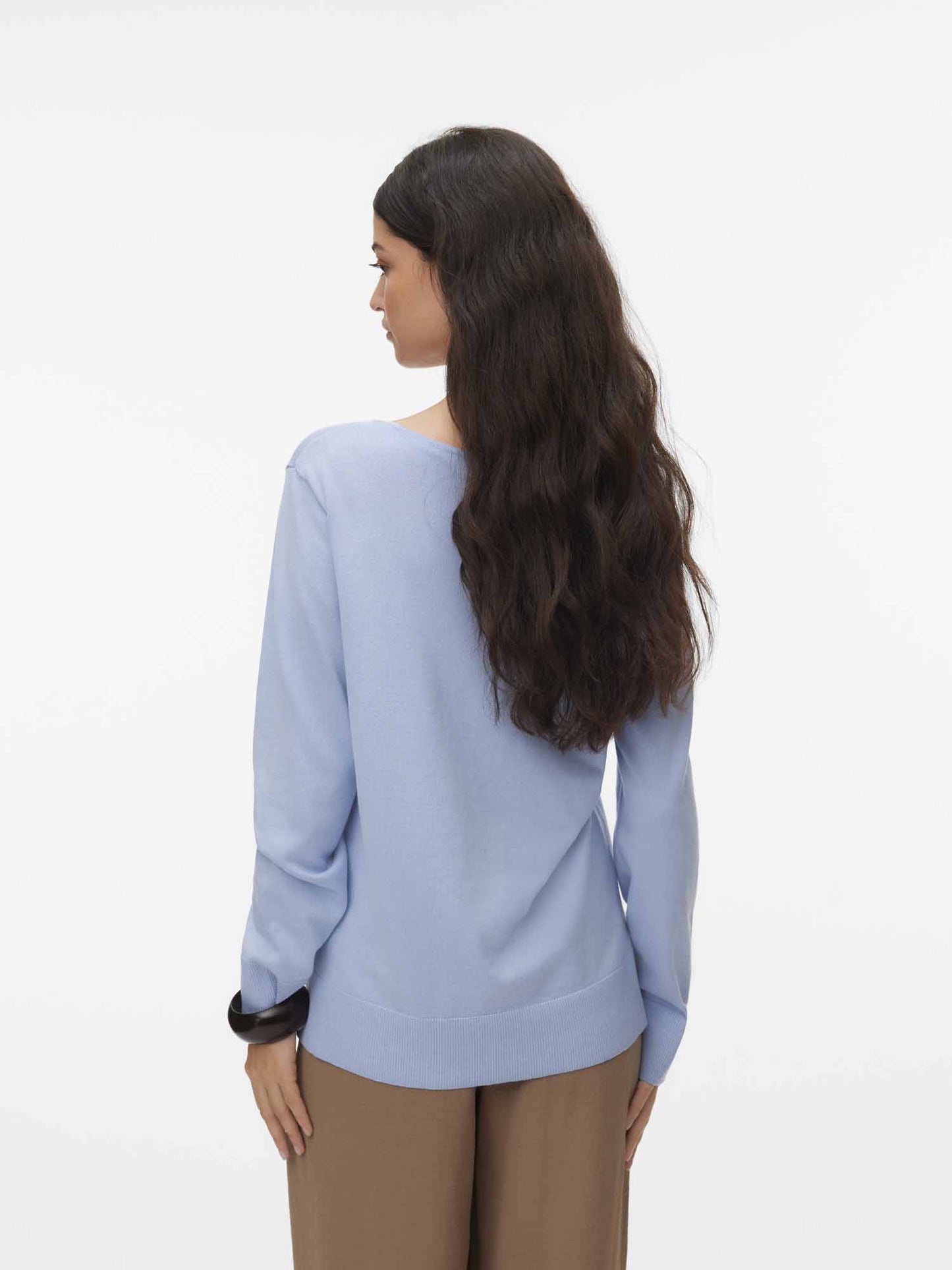 Maglione Vero Moda VMSilje da donna azzurro a collo a V in viscosa
