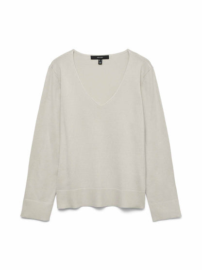 Vero Moda Maglia con collo a V e maniche lunghe Silje beige da donna