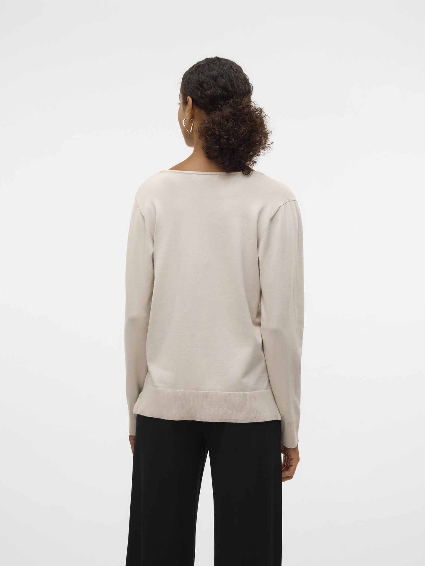 Vero Moda Maglia con collo a V e maniche lunghe Silje beige da donna