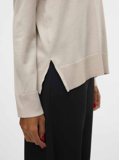 Vero Moda Maglia con collo a V e maniche lunghe Silje beige da donna