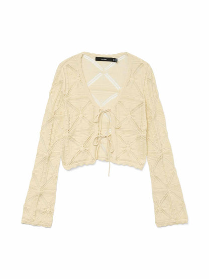 Cardigan Lola di Vero Moda con fiocco frontale crema da donna