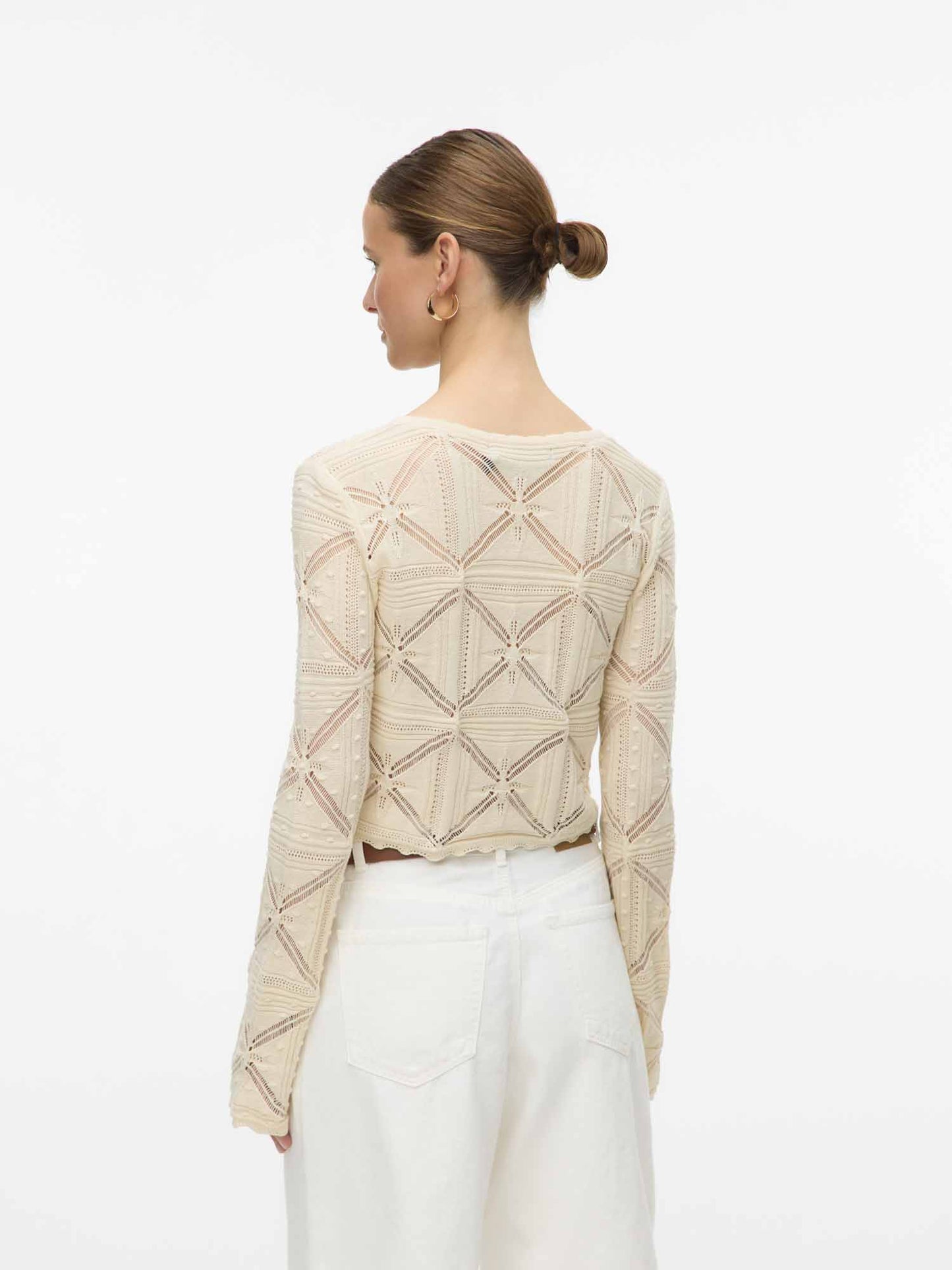 Cardigan Lola di Vero Moda con fiocco frontale crema da donna