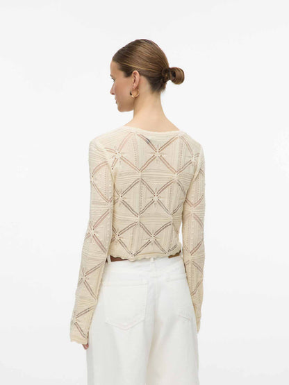 Cardigan Lola di Vero Moda con fiocco frontale crema da donna