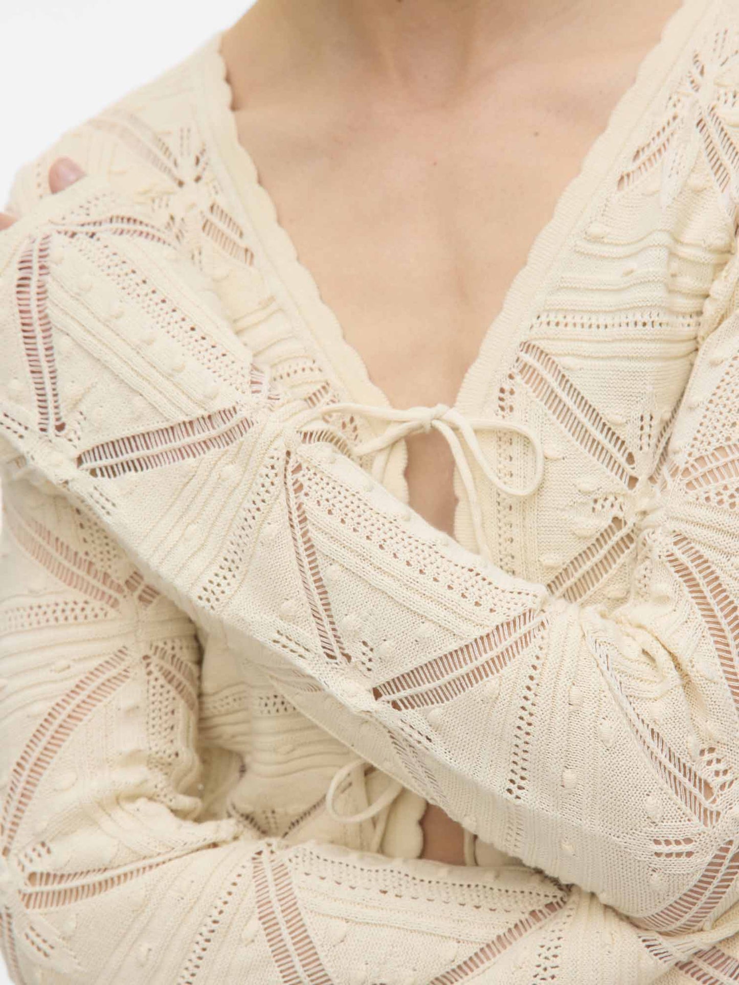 Cardigan Lola di Vero Moda con fiocco frontale crema da donna