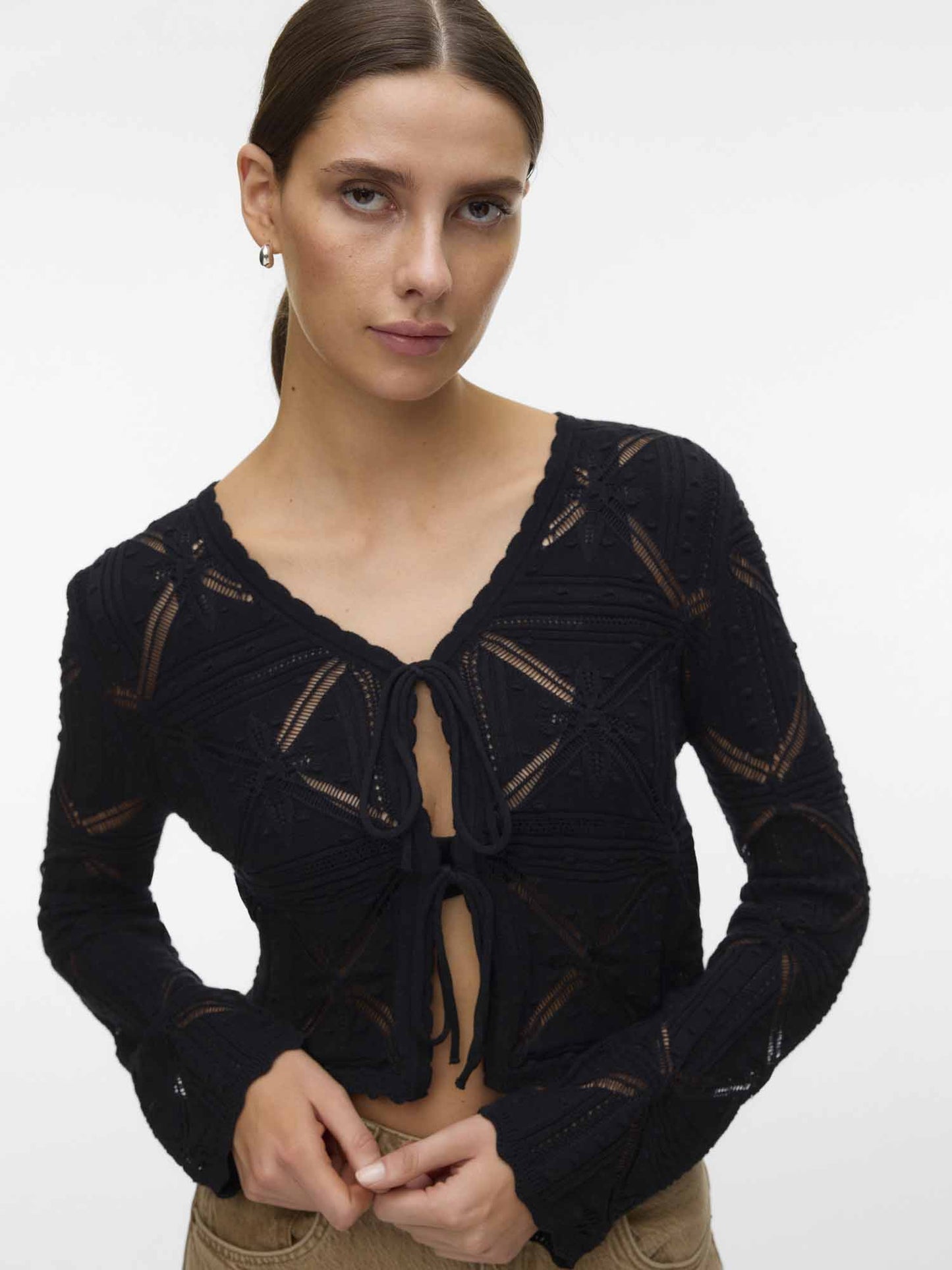 Cardigan Lola in cotone nero da donna di Vero Moda