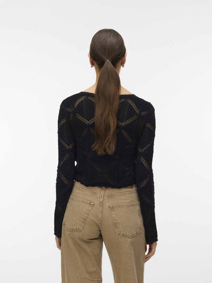 Cardigan Lola in cotone nero da donna di Vero Moda